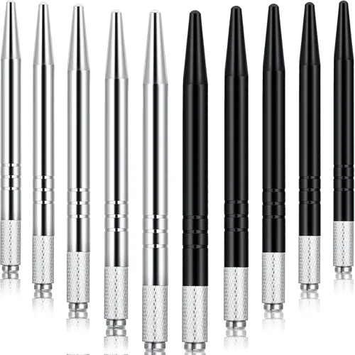 Miniatura 8 de Chumia 10 bolígrafos Microblading, bolígrafos manuales para cejas, herramientas manuales de aluminio, soporte manual ligero para suministros