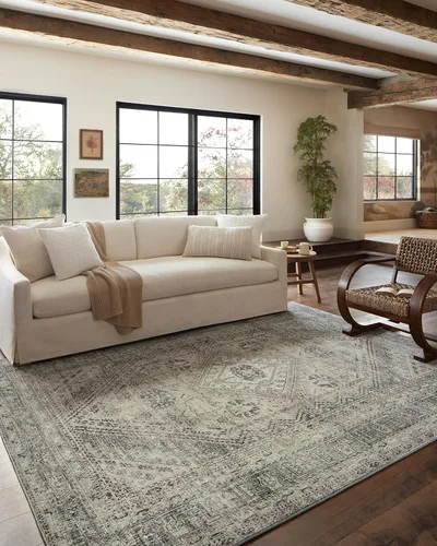 Loloi Magnolia Home by Joanna Gaines Sinclair Collection SIN-04 Natural/Sage 2'-0" x 5'-0", altura de pelo de .25", lavable a máquina, alfombra