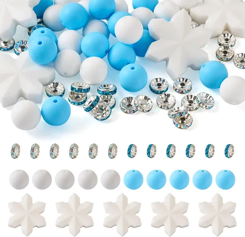 Miniatura 12 de Craftdady 20 cuentas de números de silicona de 0.531 in, números blancos y negros, 0-9, cuentas focales redondas para bolígrafos, manualidades