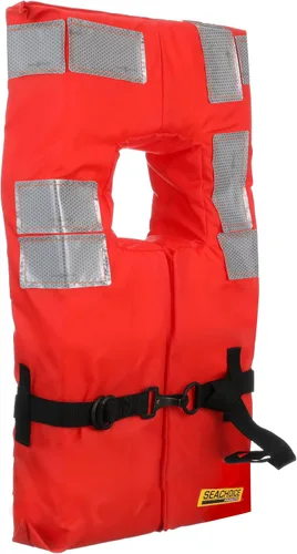 Miniatura 3 de SEACHOICE Chaleco y chaqueta comercial tipo I para uso en alta mar, naranja fluorescente, paneles reflectantes, varios tamaños