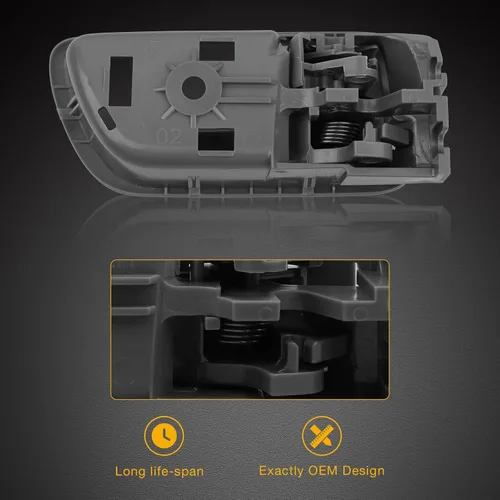 Miniatura 4 de Gledewen Manija de puerta interior delantera trasera izquierda lado del conductor con botón de bloqueo de puerta, manija interior gris, compatible