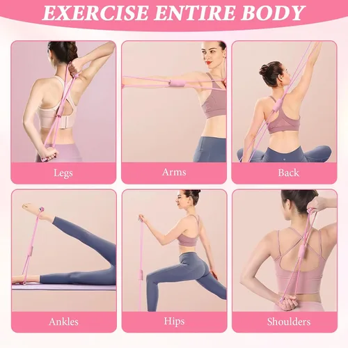 Miniatura 4 de Paquete de 2 bandas de resistencia de figura 8, fácil de usar, portátil, ideal para yoga, pilates y entrenamientos de cuerpo completo, perfecto