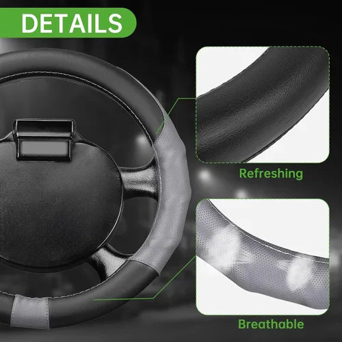 Miniatura 4 de 10L0L Funda para volante de carrito de golf de 13 pulgadas para EZGO TXT y RXV, piel sintética antideslizante y sensación de agarre cómodo, negro