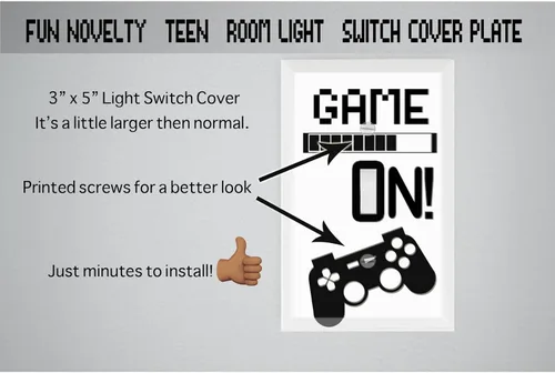 Miniatura 5 de Cubierta de placa de interruptor de luz fresca, decoración de habitación de videojuegos, regalo de pared novedoso, decorativo, divertido, para JUEGO