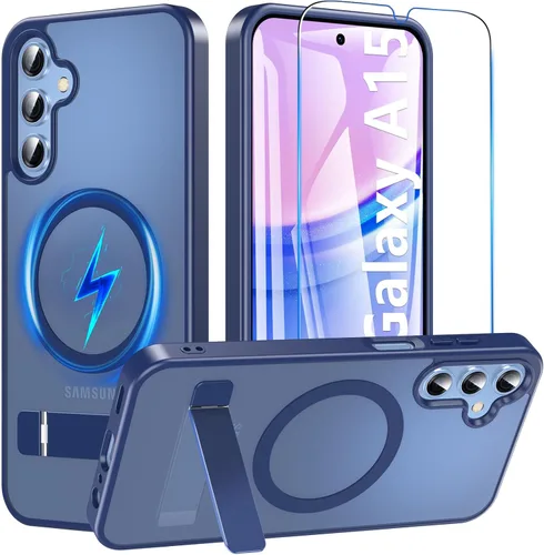 Miniatura 23 de OWKEY Funda para Samsung Galaxy A37/A36 Bark Phone Pro 5G con soporte, magnética, a prueba de golpes, para Magsafe translúcida mate, transparente