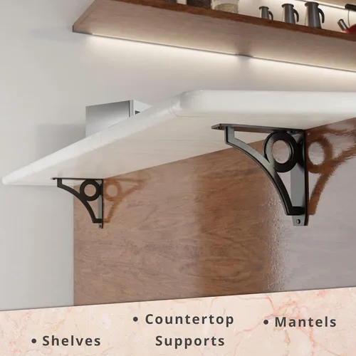 Miniatura 97 de Starby Charleston Soportes de acero resistente para repisa de chimenea, estante flotante, soporte de encimera, soldado a mano (paquete de 2)