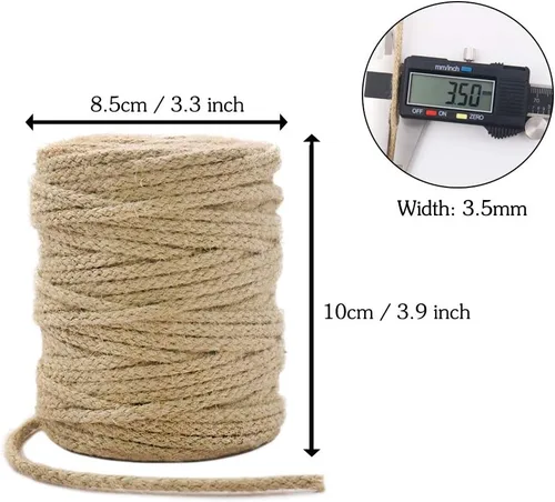 Miniatura 7 de Tenn Well Cuerda de yute, cuerda trenzada de yute de 200 pies y 0.138 in, cuerda natural para manualidades, envoltura de regalos, jardinería