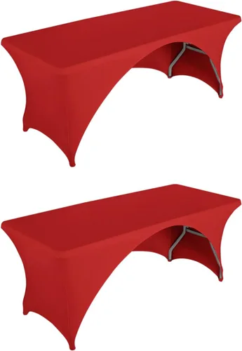 Miniatura 18 de LZY Paquete de 2 manteles ajustables para mesas plegables de 6 pies, espalda abierta, manteles rectangulares de elastano/elástico/elásticos