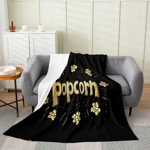 Miniatura 28 de Feelyou Manta de felpa para cine, manta de franela con patrón de palomitas de maíz para niños, niñas, adolescentes, póster de cine para todas
