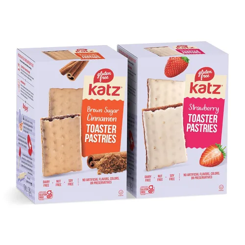 Miniatura 8 de Katz sin gluten Snacks Variedad de pasteles tostados de fresa y canela. Comida para el desayuno o saludable en cualquier momento, sin lácteos