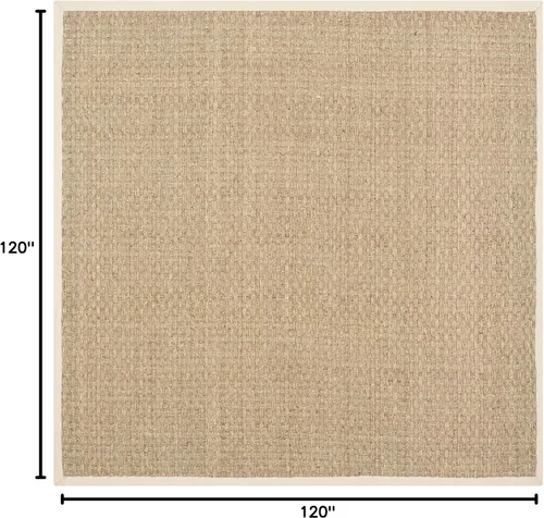 Miniatura 2 de SAFAVIEH Alfombra de Área 10' Cuadrada - Colección de Fibra Natural - Grande - Natural y Beige, Hierba Marina, Patrón de Tejido de Canasta con Borde