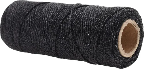 Miniatura 2 de Mandala Crafts Cuerda negra para envolver regalos – 55 yardas de 0.039 in delgada metálica para panaderos para manualidades, embalaje, recuerdos
