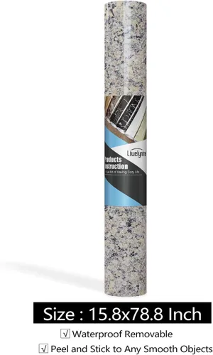 Miniatura 7 de Livelynine Papel de Contacto de Granito para Encimeras Impermeable Papel Tapiz de Encimera de Cocina para Despegar y Pegar para Baño Fregadero
