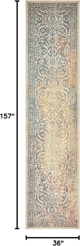 Miniatura 3 de Unique Loom Oslo Collection - Alfombra de corredor beige tradicional botánica envejecida sobre teñida (3 pies x 13 pies)