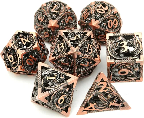 Miniatura 7 de DND - Juego de dados de metal, dados poliédricos de Calabozos y Dragones, juego de dados poliédricos para juegos de rol, juego de dados poliédricos