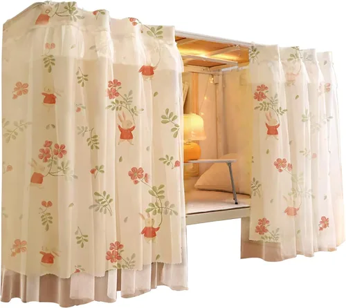 Miniatura 24 de Cortinas de gasa bonitas genéricas para litera con dosel de cama con encaje, 2 paneles, aguacate