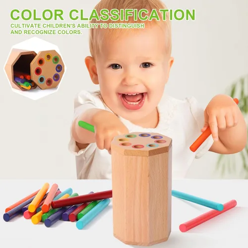 Miniatura 4 de Juguetes Montessori para niños de 1 2 3 años: palos de clasificación de colores de aprendizaje de madera, juguetes para niños pequeños de 1 2 3