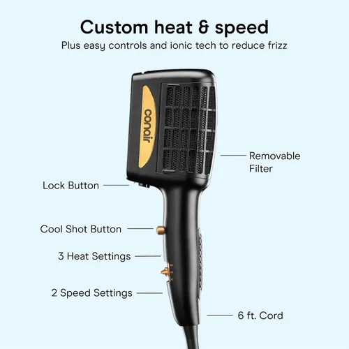 Miniatura 4 de INFINITIPRO BY CONAIR - Secador de pelo para peinado 3 en 1, secador de pelo de 1875 W y 3 accesorios