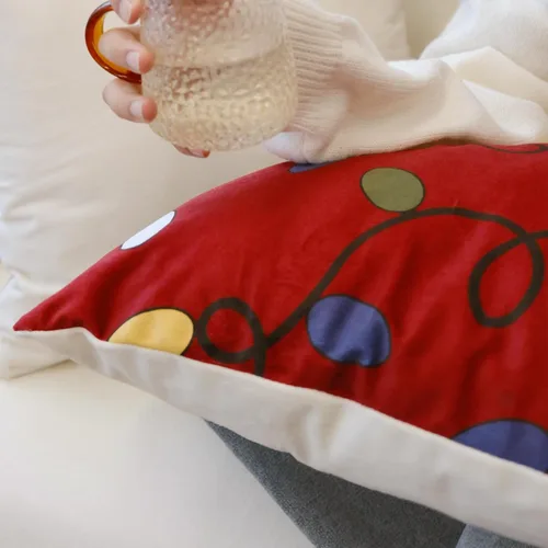 Miniatura 4 de jinchan Fundas de almohada navideñas de 20 x 20 pulgadas, fundas de almohada rojas navideñas con estampado de luces de cascabel, decoración