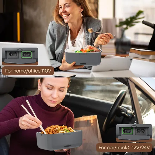 Miniatura 5 de Sitlais Lonchera eléctrica con calefacción para hombres, calentador de alimentos portátil para automóvil, camión, 90 W, lonchera autocalentable