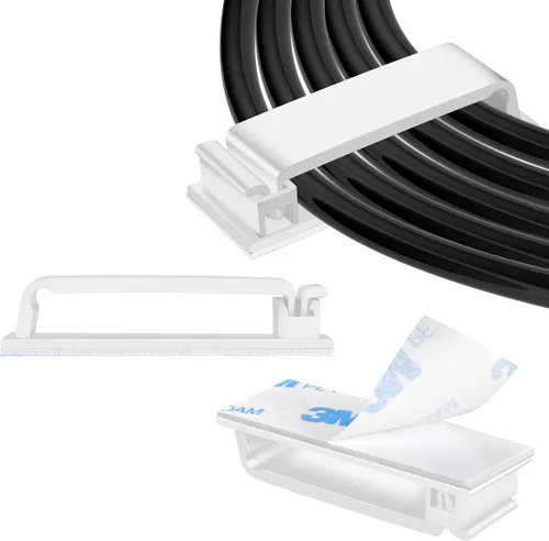 Miniatura 8 de XHF 40 piezas de ganchos autoadhesivos para cables (XL) negros, ganchos de cable para gestión de cables, organizador de cables, soporte de cable