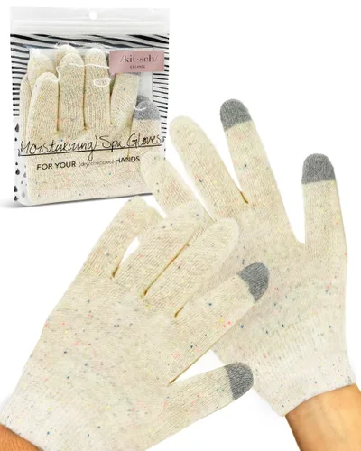 Kitsch Guantes hidratantes durante la noche para el tratamiento de manos secas, guantes de algodón suave, máscara de mano hidratante, guante