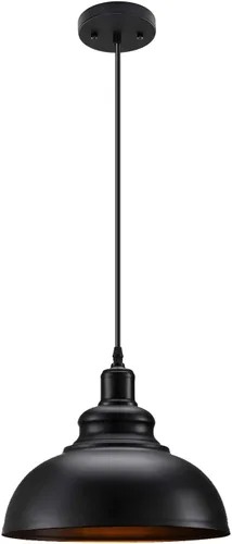 Asnxcju Lámpara colgante de granja, lámparas colgantes de metal negro, lámpara de techo colgante ajustable industrial vintage para cocina, granero,