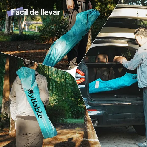 Miniatura 8 de Silla plegable de camping al aire libre, portátil, liviana, sillas plegables para campamento para adultos al aire libre con portavasos, bolsa Azul