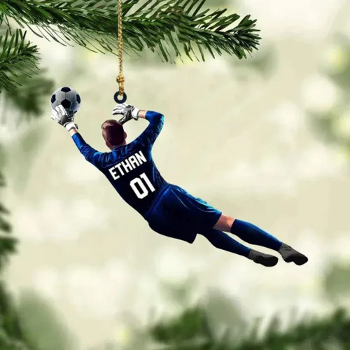 Miniatura 3 de Adorno de fútbol personalizado, adorno de Navidad de jugador de fútbol personalizado con nombre y número, regalo deportivo único para hombres