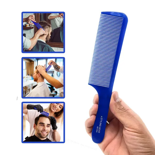 Miniatura 5 de Styling Gear 400 peines de peluquero – Peine para cortar, estilo flexible, mezcla de desvanecimientos – Peines planos para hombre, 2 piezas (azul)