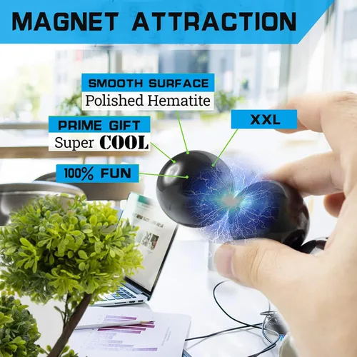 Miniatura 2 de Bolas magnéticas gigantes de 1.26 pulgadas para adultos, esfera mangética grande con estuche, masilla de ferrita, decoración de escritorio de Negro