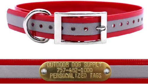 Miniatura 8 de Outdoor Dog Supply Collar de perro con anillo en D impermeable reflectante resistente de 1 pulgada para perros medianos y grandes con placa