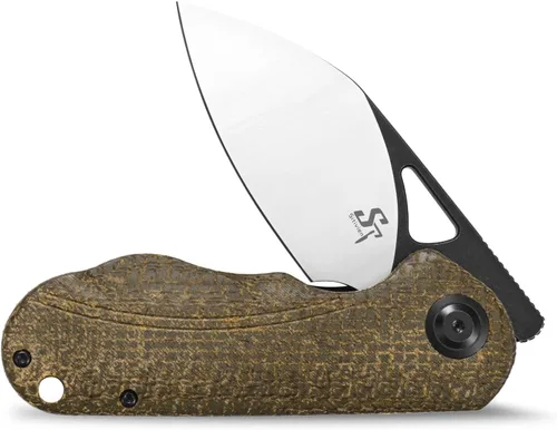 Miniatura 4 de Sitivien Sandvik - Cuchillo plegable de bolsillo, hoja de acero Sandvik 14C28N con mango de Micarta, cuchillos de herramientas EDC de la serie