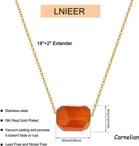 Miniatura 2 de Collar de cristal curativo de cornalina natural, collar de ansiedad terrosa y curación