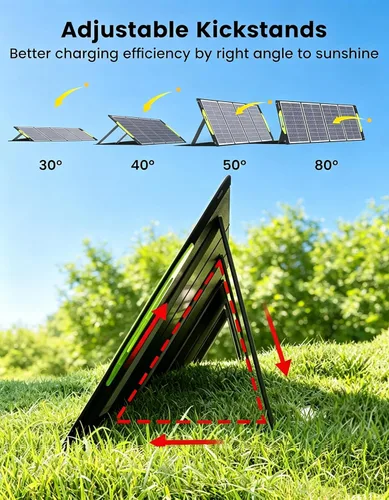Miniatura 6 de Greenmagic - Panel solar portátil de 200 W, panel solar plegable de 200 W, ligero con soportes para el hogar, camping, barco, cobertizo, granja