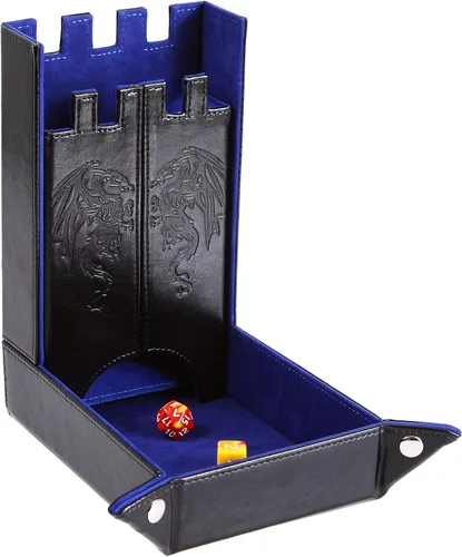 Miniatura 10 de Forged Dice Co. Draco Castle - Bandeja plegable para dados y torre de dados, bandeja plegable para dados DND y torre de bandeja rodante de dados