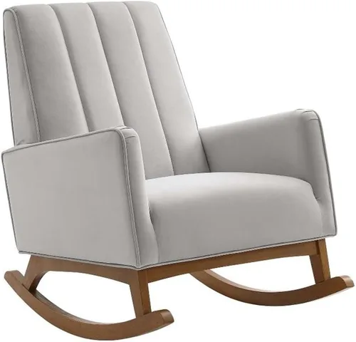 Miniatura 10 de Modway Sway Channel - Mecedora de terciopelo copetudo en color gris