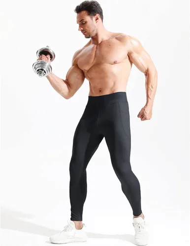 Miniatura 7 de NELEUS Pantalones de compresión de capa base para hombre, mallas de correr con bolsillo para teléfono