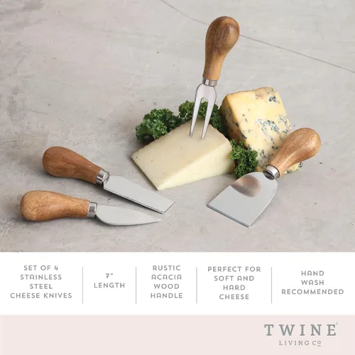 Miniatura 2 de Twine Cuchillos de queso gourmet – Juego de cuchillos de acero inoxidable – Herramientas de charcutería accesorios para tabla de quesos – Acero
