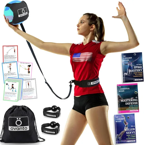 Miniatura 14 de OVANTO Equipo de entrenamiento de voleibol – Equipo de voleibol en solitario en 4 estilos para servir, pinchar, establecer y pasar como un