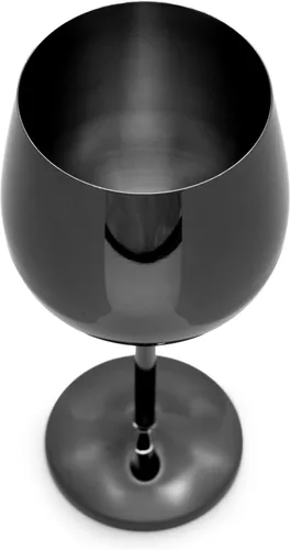Miniatura 5 de K&K Home Copas de vino irrompibles de acero inoxidable cromado negro, 18 onzas, juego de 2 copas de vino de metal de colores, perfectas