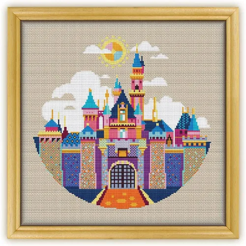 Miniatura 2 de Sleeping Beauty Castle K512 - Kit de punto de cruz con conteo #2. Hilos, agujas, tela, cortaúñas, enhebrador de agujas y patrón impreso