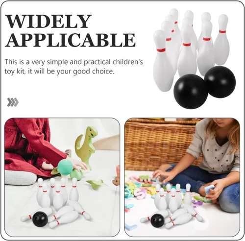 Miniatura 9 de STOBOK Juego de bolos para niños con 10 pines de plástico y 2 bolas, juguete deportivo para interiores y exteriores, juguetes educativos