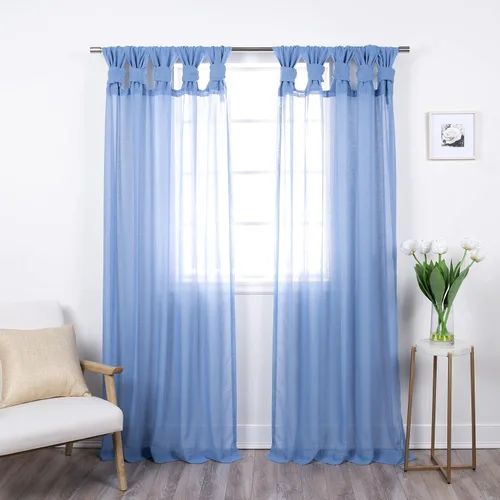 Miniatura 8 de Best Home Fashion Juego de 2 cortinas traslúcidas de lino sintético con pestaña torcida, tratamiento de ventana para sala de estar, comedor, Gris