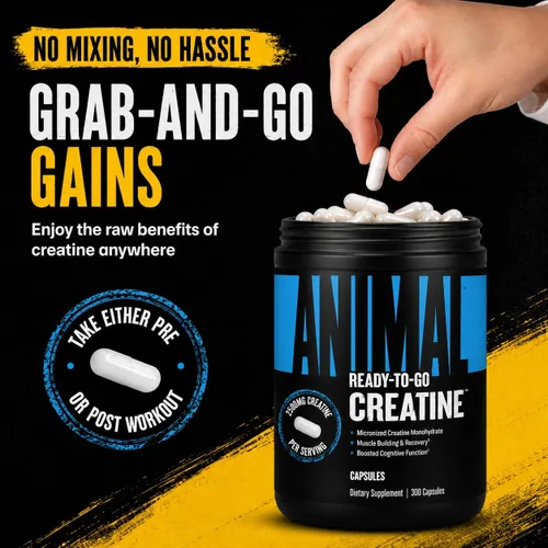 Miniatura 6 de Animal Cápsulas de Monohidrato de Creatina Micronizada - 300 Cápsulas, 2500mg por Porción para Apoyar el Crecimiento Muscular, Resistencia