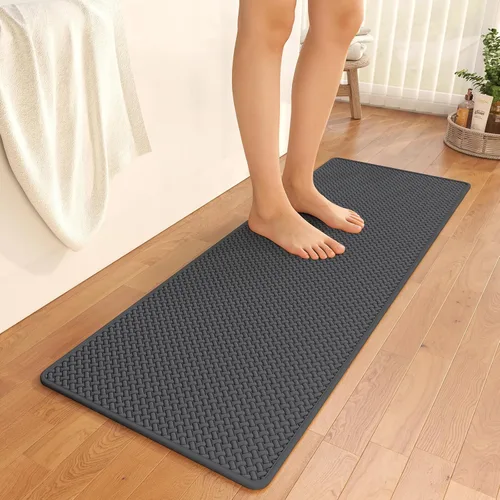 Miniatura 16 de YDKGL Alfombras de baño antideslizantes, superabsorbentes, de secado rápido, para baño, textura de tejido de espuma, alfombras de baño delgadas