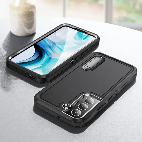 Miniatura 8 de Funda para Samsung Galaxy S22 Plus con función atril de 3 capas de grado militar, funda protectora de silicona resistente a prueba de golpes