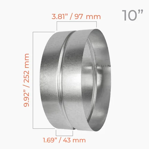 Miniatura 2 de Acoplador de conducto de acero galvanizado de 10 pulgadas para accesorios de HVAC - Adaptador de montaje de tubería de ajuste hembra - Entrada