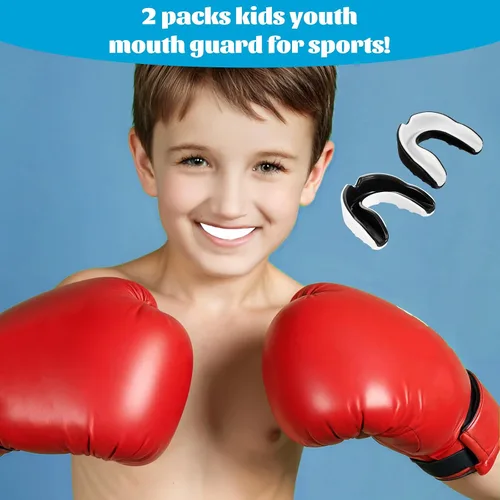 Miniatura 5 de Protector bucal deportivo, 2 unidades, para niños y jóvenes, protector bucal fuerte para boxeo, artes marciales mixtas, hockey, fútbol, baloncesto