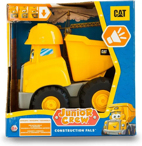 Miniatura 2 de CAT Juguetes de Construcción, Junior Crew Construction Pals Camión Volquete Vehículo Educativo Preescolar con Sonidos Vroom para Niños y Cara
